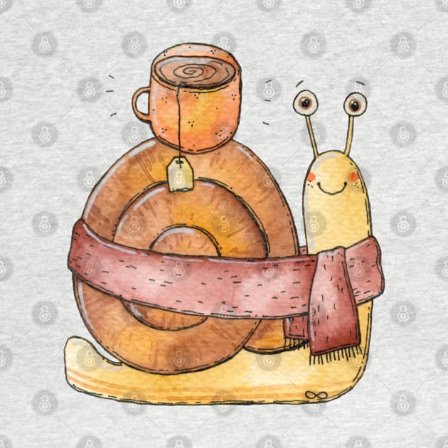 Cozy Snail Tea by Tania Tania